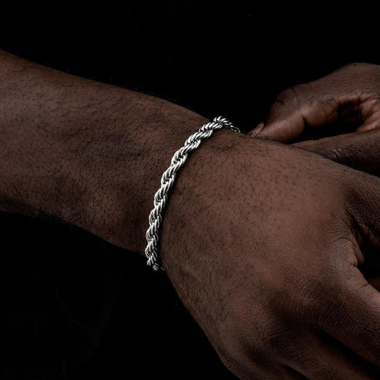 6mm Rope Bracelet in White Gold