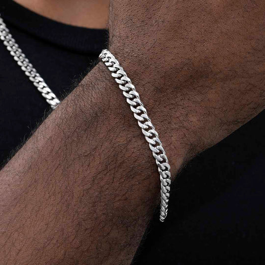 6mm Cuban Bracelet in White Gold