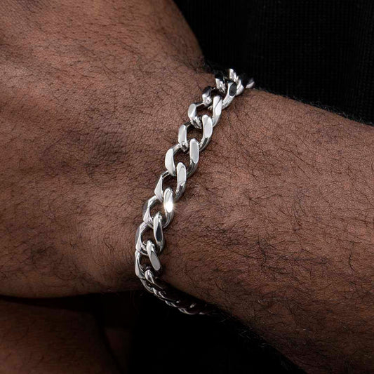 9mm Cuban Bracelet in White Gold