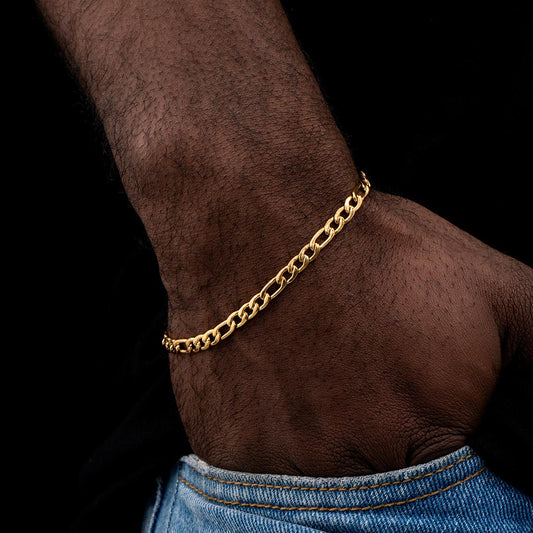 4mm Figaro Bracelet in Gold