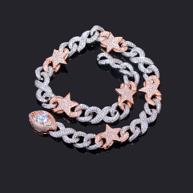 16mm Two-tone Star Cuban Chain