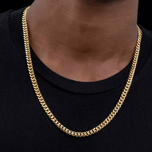 6mm Stainless Steel Cuban Chain in Gold