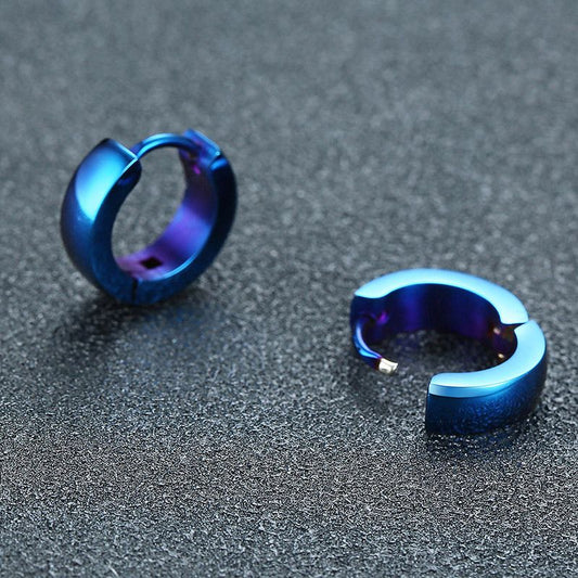 Stainless Steel Hoop Earrings in Black Gold
