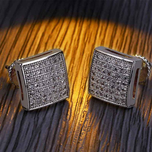 Iced Square Shape Stud Earring
