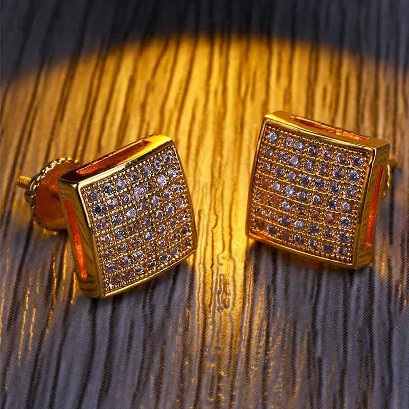 Iced Square Shape Stud Earring