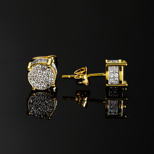 Iced Round Stone Stud Earring