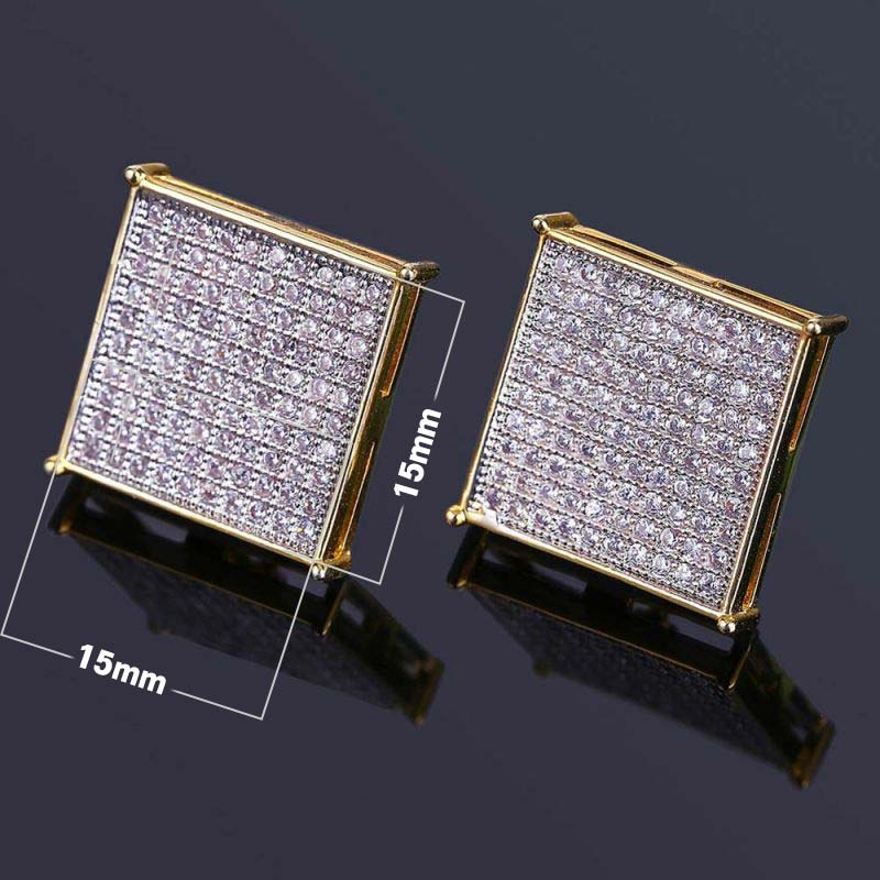 Square Diamond Paved Stud Earrings