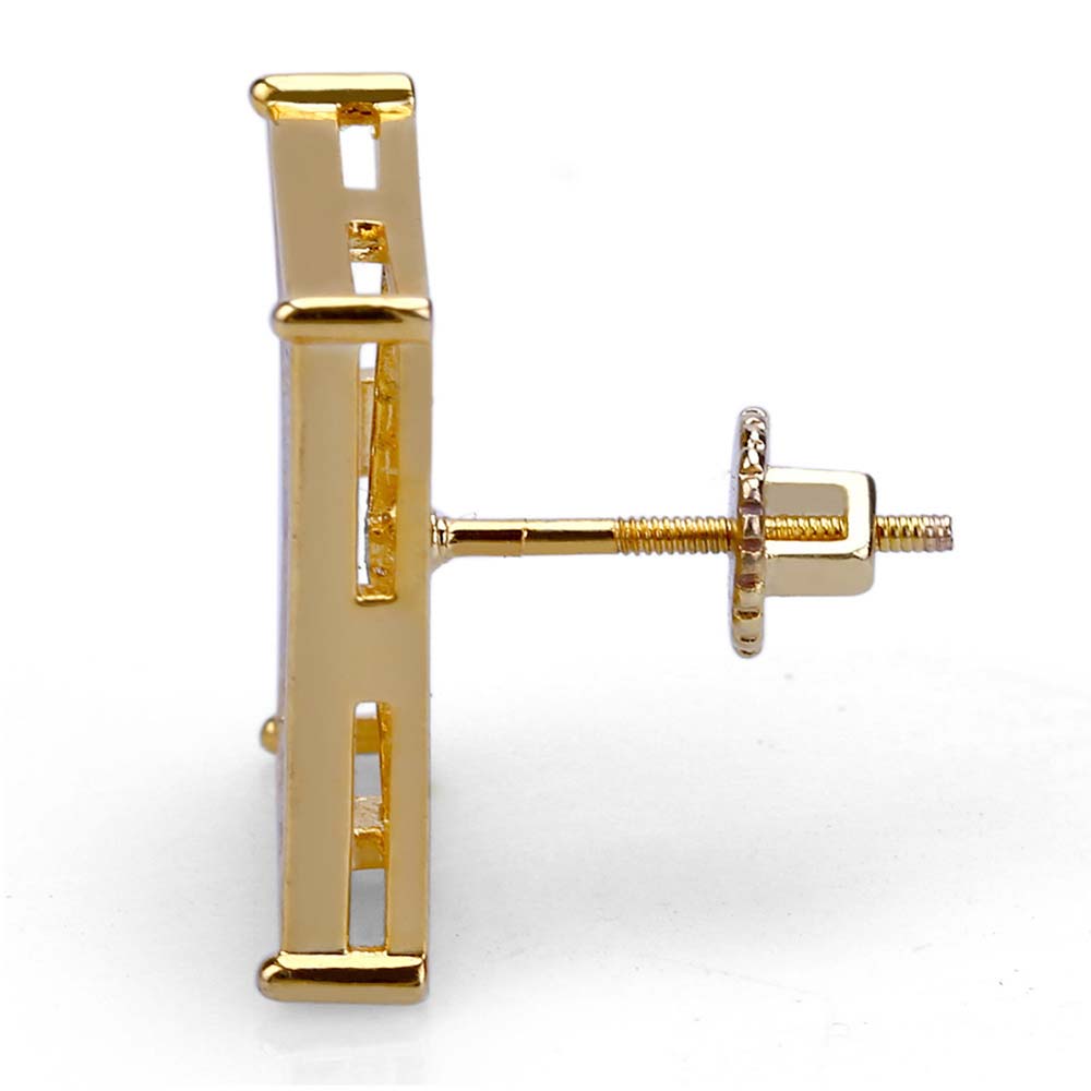Square Diamond Paved Stud Earrings