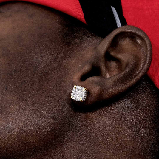 Rounded Square Stud Earrings-9*9mm