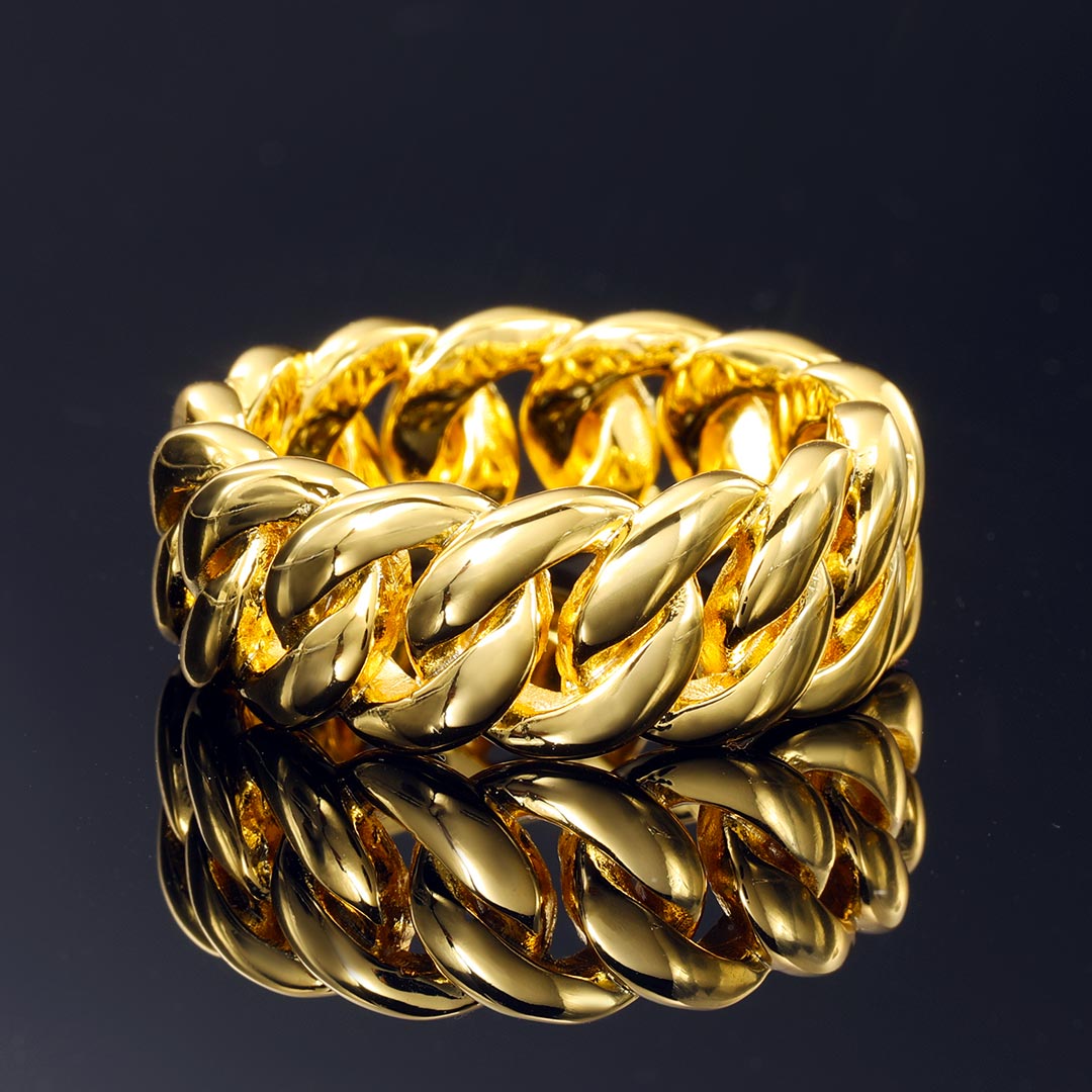 10mm Cuban Rings in Gold