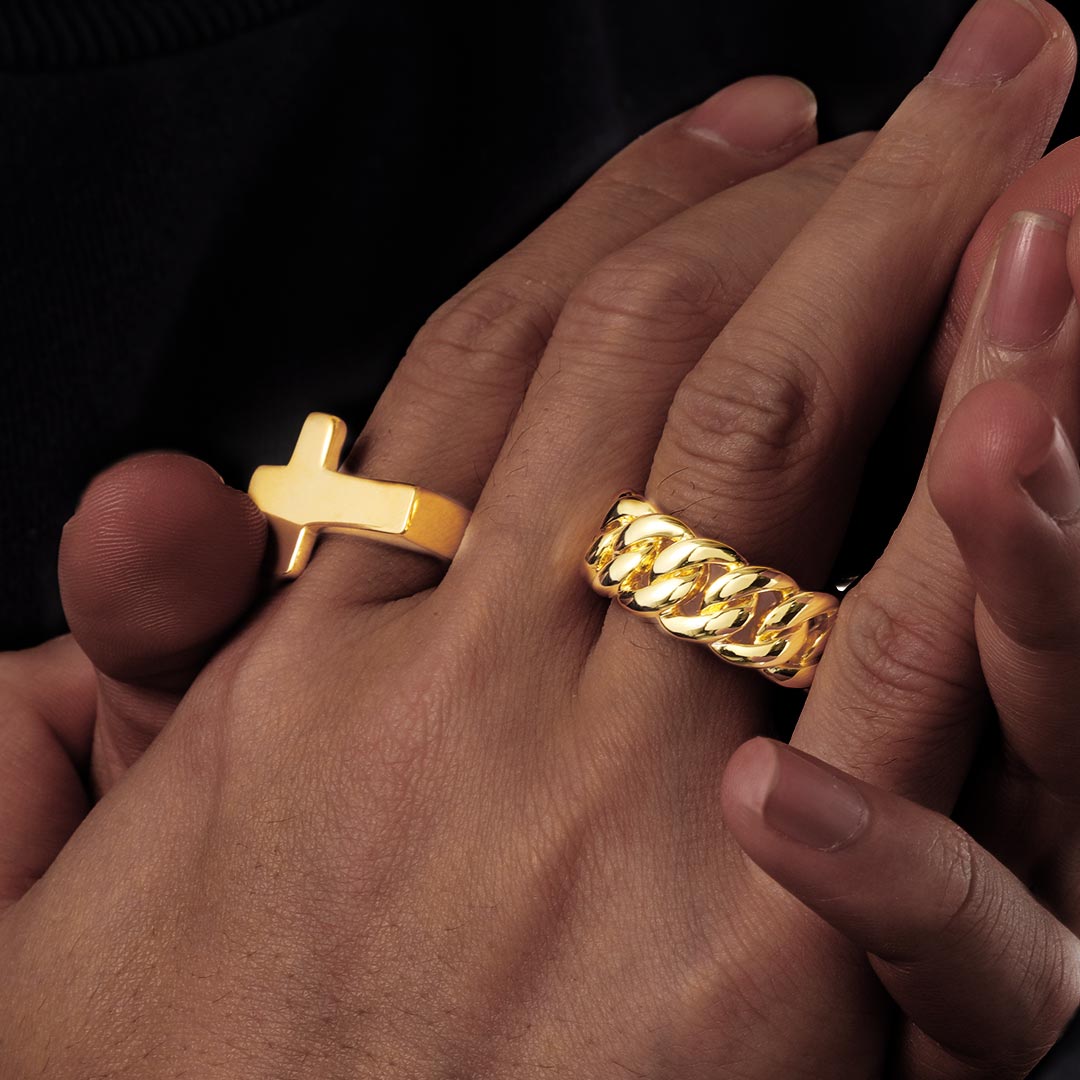 10mm Cuban Rings in Gold