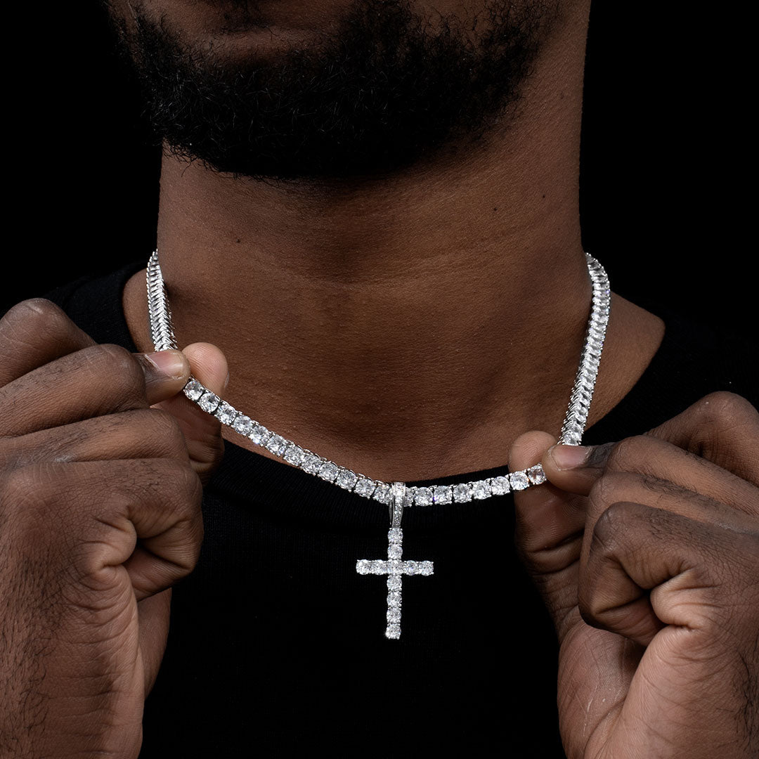 Diamond Cross Pendant in White Gold