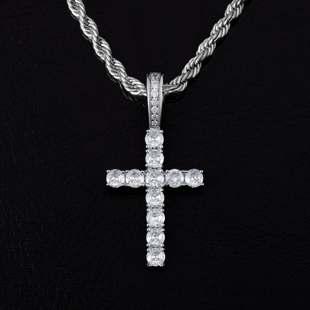 Diamond Cross Pendant in White Gold
