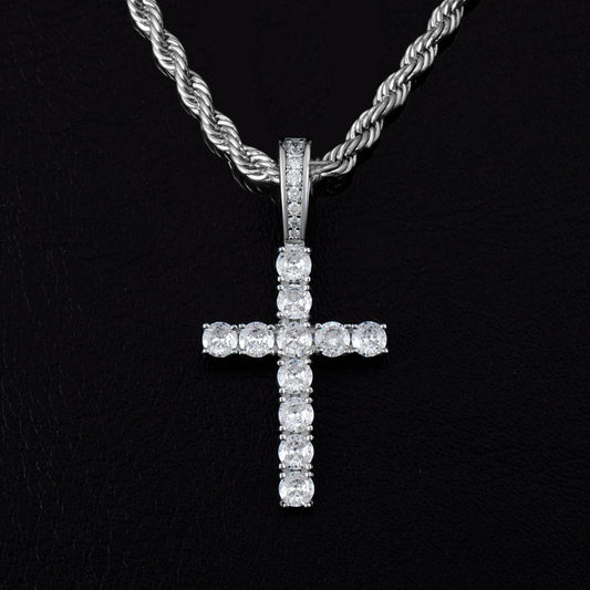 Diamond Cross Pendant in White Gold
