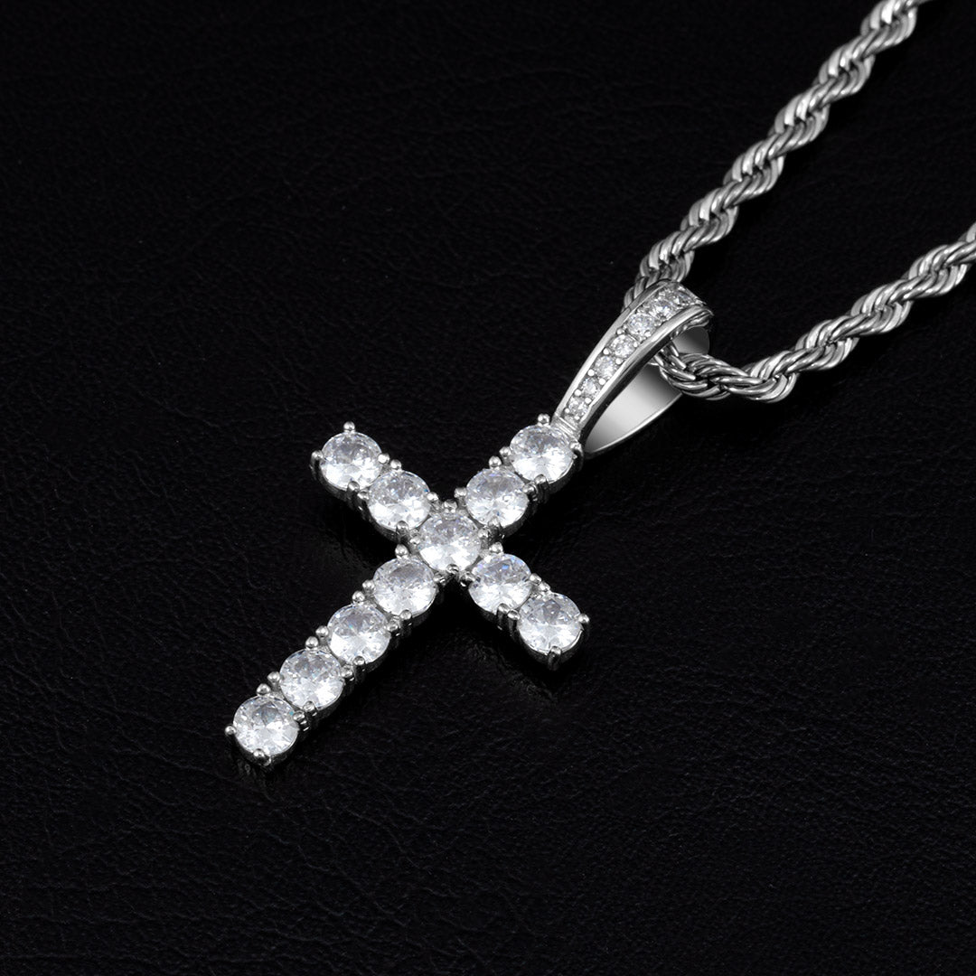 Diamond Cross Pendant in White Gold