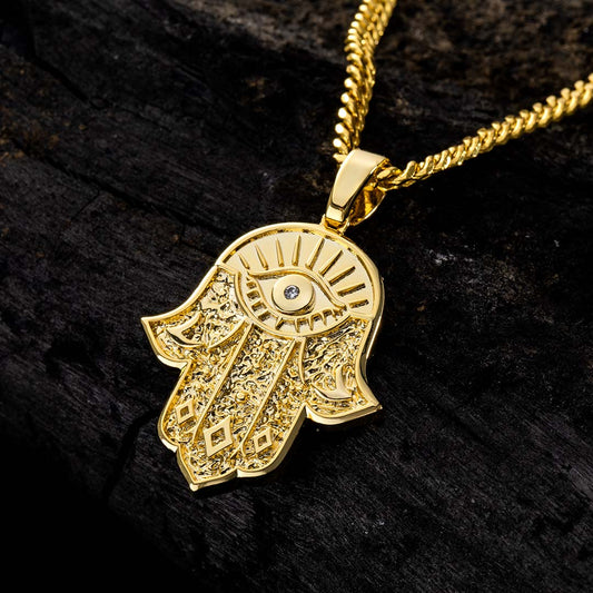 Hamsa Hand Pendant in Gold