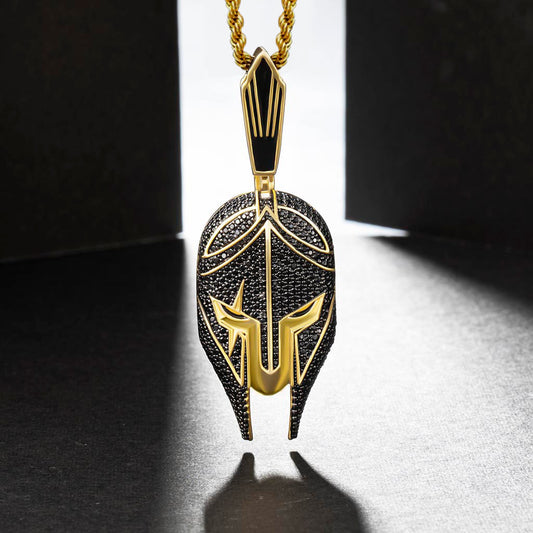 Iced Warrior Helmet Pendant in Gold