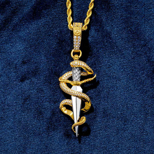 Iced Dagger and snake Pendant