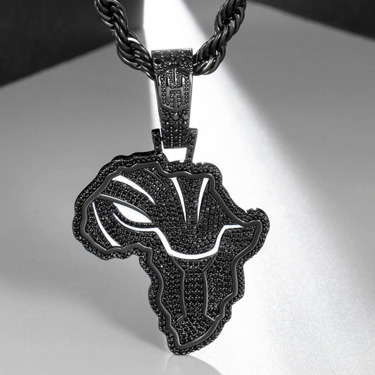Iced African Black Panther Map in Black Gold