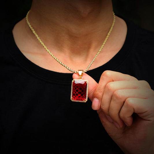 Iced Cube Pendant in Gold
