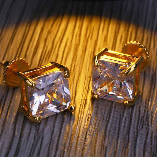 Radiant Cut Stud Earring in Gold