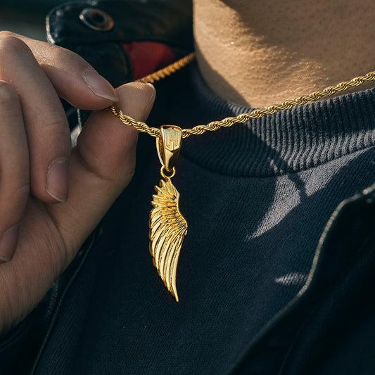 Medium Angel Wing Pendant in Gold