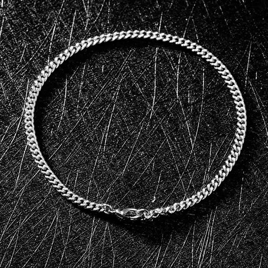 3mm Cuban Bracelet in White Gold