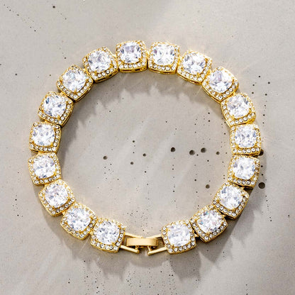 10mm Iced Baguette Bracelet in Gold