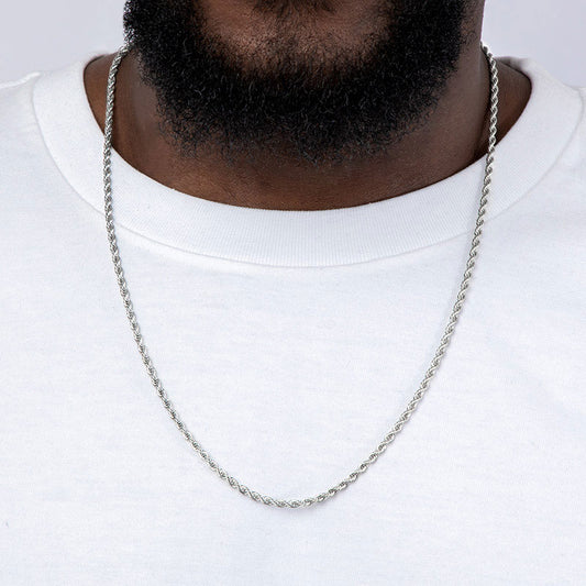 Solid 925 Sterling Silver 3mm Rope Chain