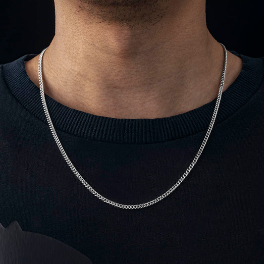 3mm Cuban Chain in White Gold