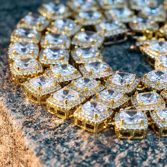 10mm 18K Gold Iced Baguette Necklace