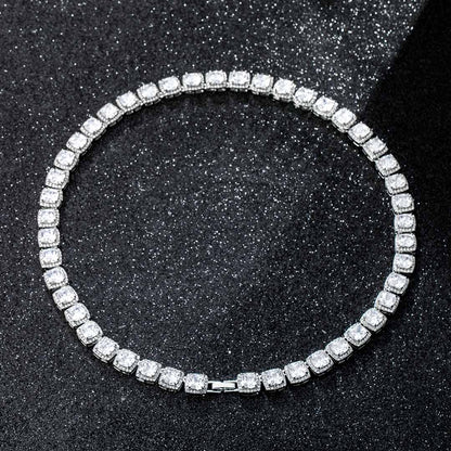 10mm 18K White Gold Finish Iced Baguette Necklace