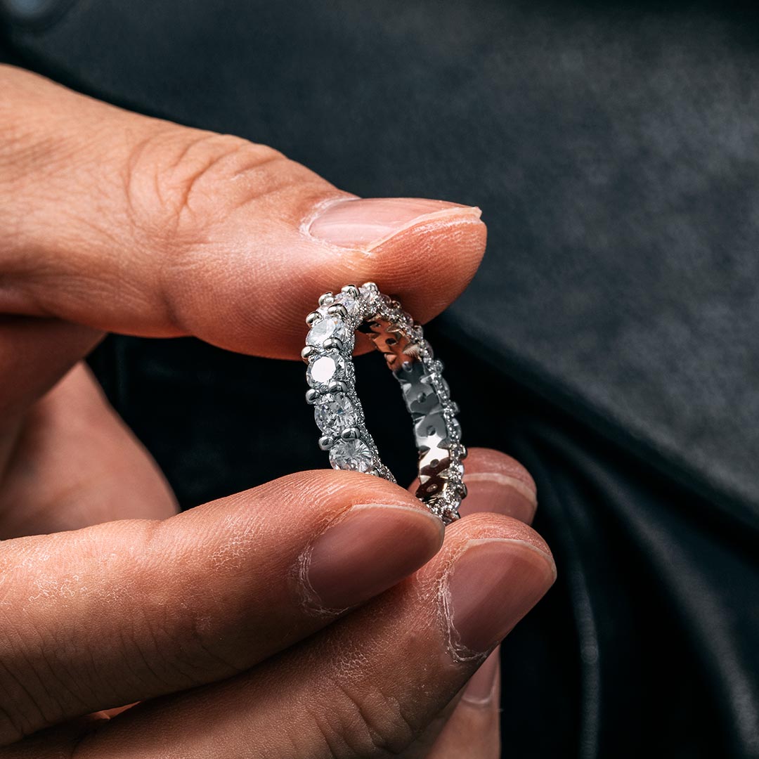 3.8 Ct Round Cut Micro Pave Band
