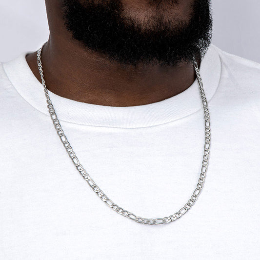 Solid 925 Sterling Silver 5mm Figaro Chain