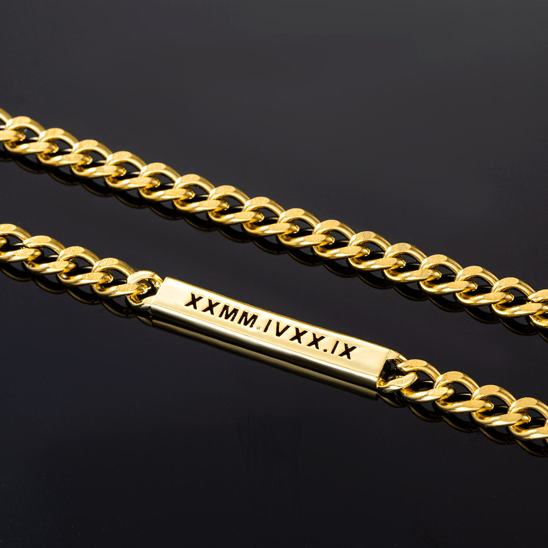 5mm Personalized Engraved Cuban ID Necklace in Gold