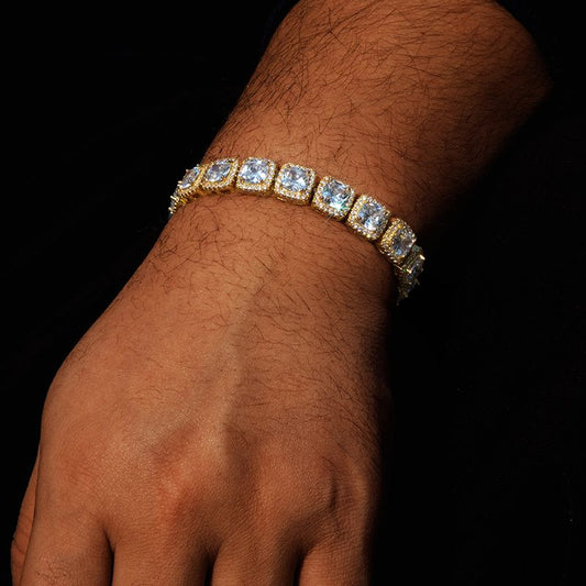 10mm Iced Baguette Bracelet in Gold