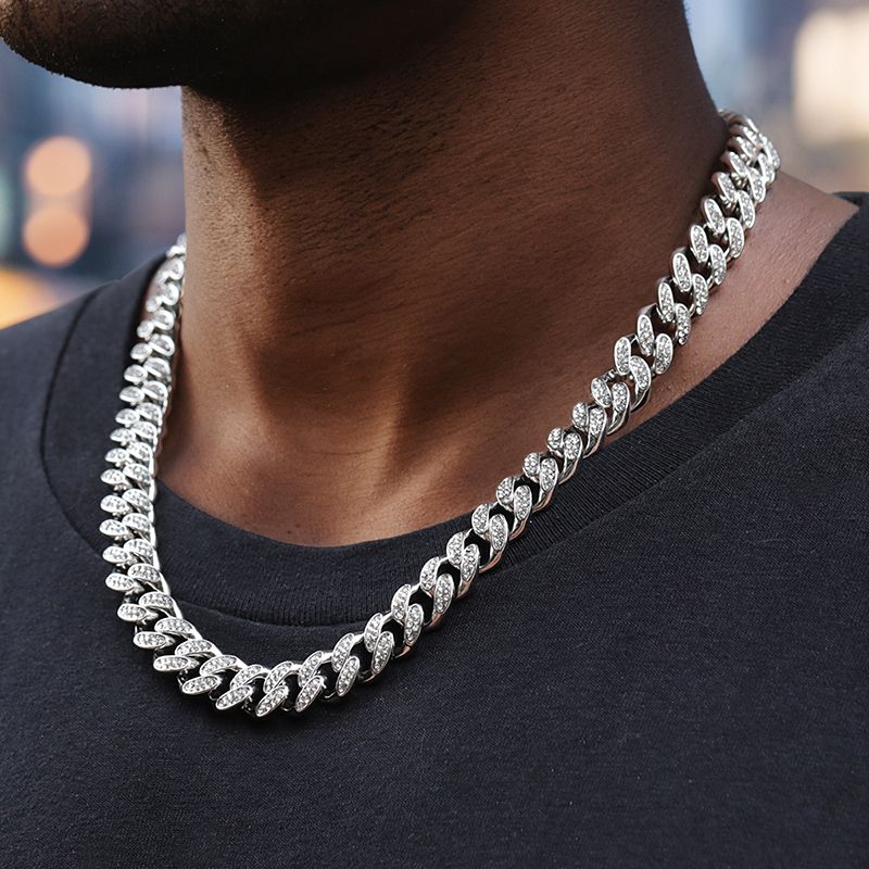12mm Iced Miami Cuban Chain in White Gold