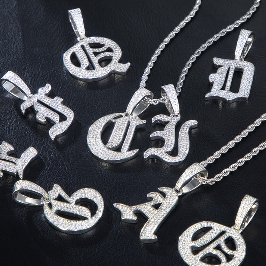 Iced Old English 26 Letters Pendant
