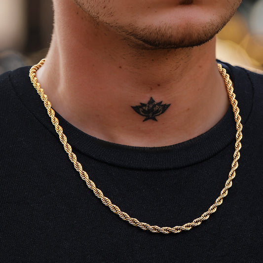 5mm 18K Gold Finish Rope Chain