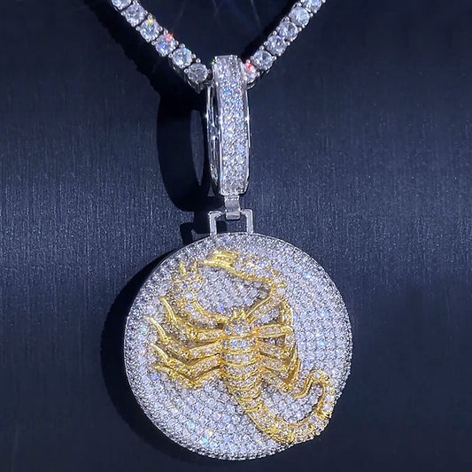 Iced Scorpion Pendant in White Gold
