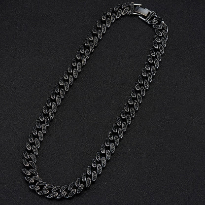 12mm Black Iced Miami Cuban Link Chain
