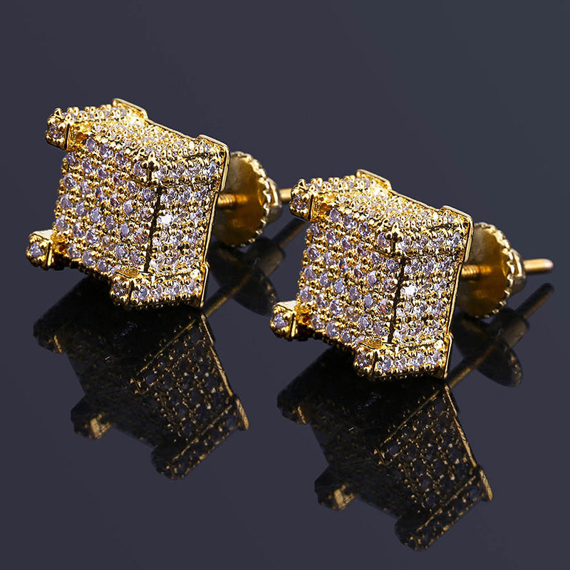 Iced Paved  Diamond Stud Earring