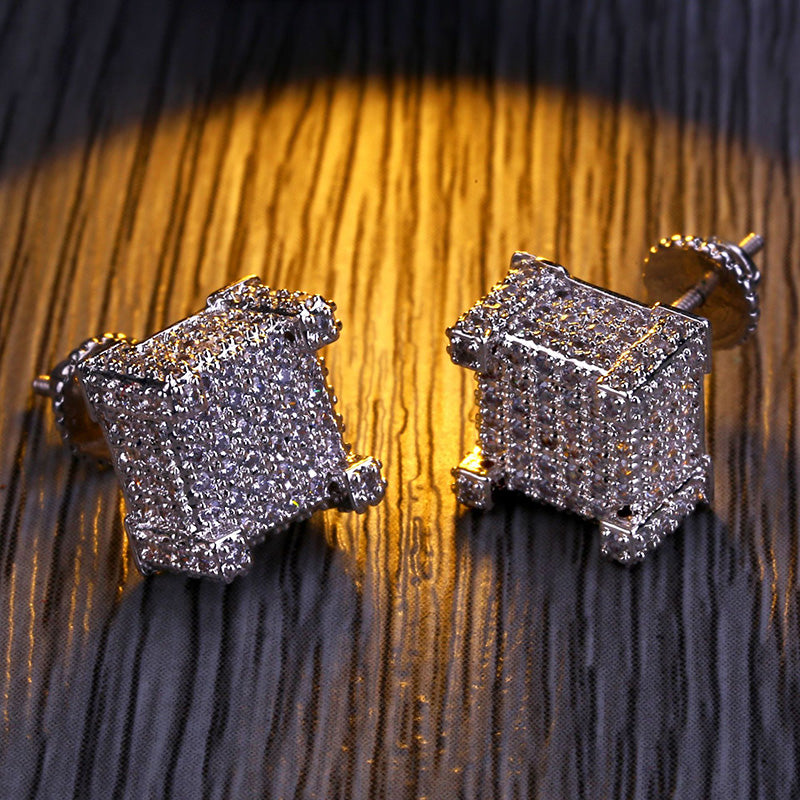 Iced Paved  Diamond Stud Earring